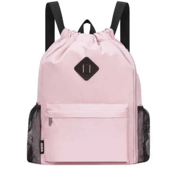 Drawstring Backpack Sports Gym Bag with Shoes Compartment main image 4